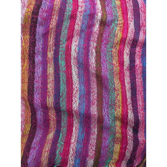 Scarf wrap shawl Multicolor Striped rainbow Fringe artsy fall - Picture 3 of 5